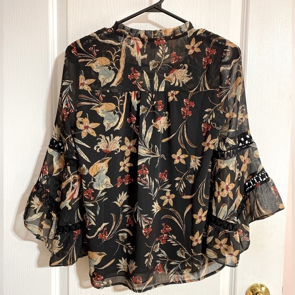 Anthropologie Daniel Rainn Boho Bell-Sleeve Crochet Tassel Peasant Blouse XS - Picture 9 of 13